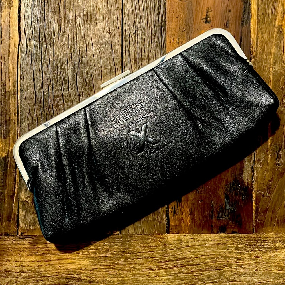 Gaultier Clutch in Black Leather
